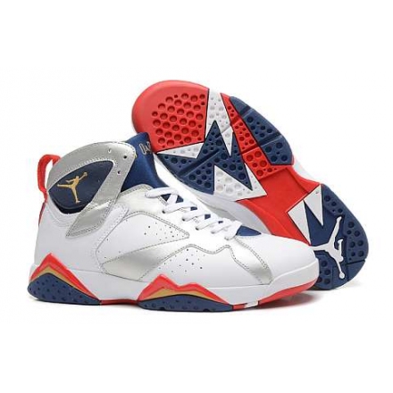 Air Jordan 7 shoes white/silver-navy A.A.A